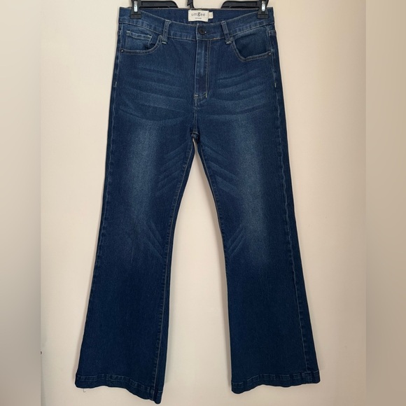 Umgee Denim - Umgee High Rise Flare Jeans Womens Size 7 Dark Wash Stretch Denim Boutique J4023